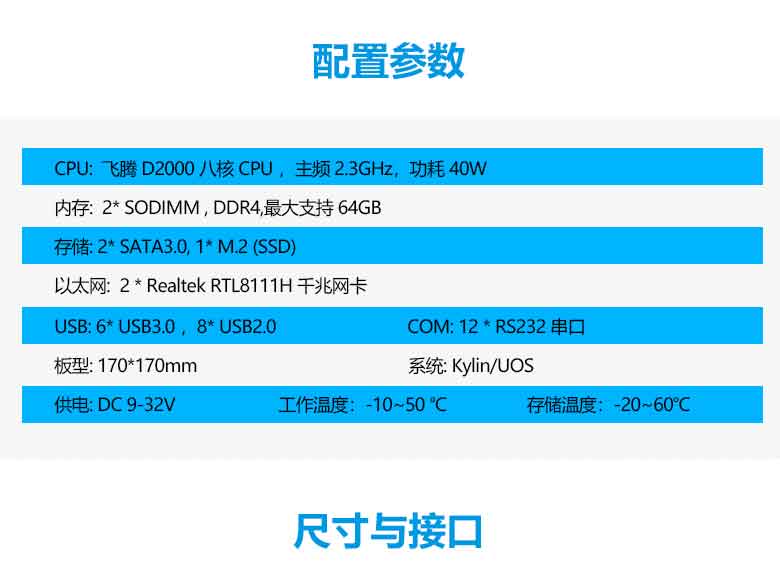 飞腾D2000/8轨交工控主板M201F-D(图2)